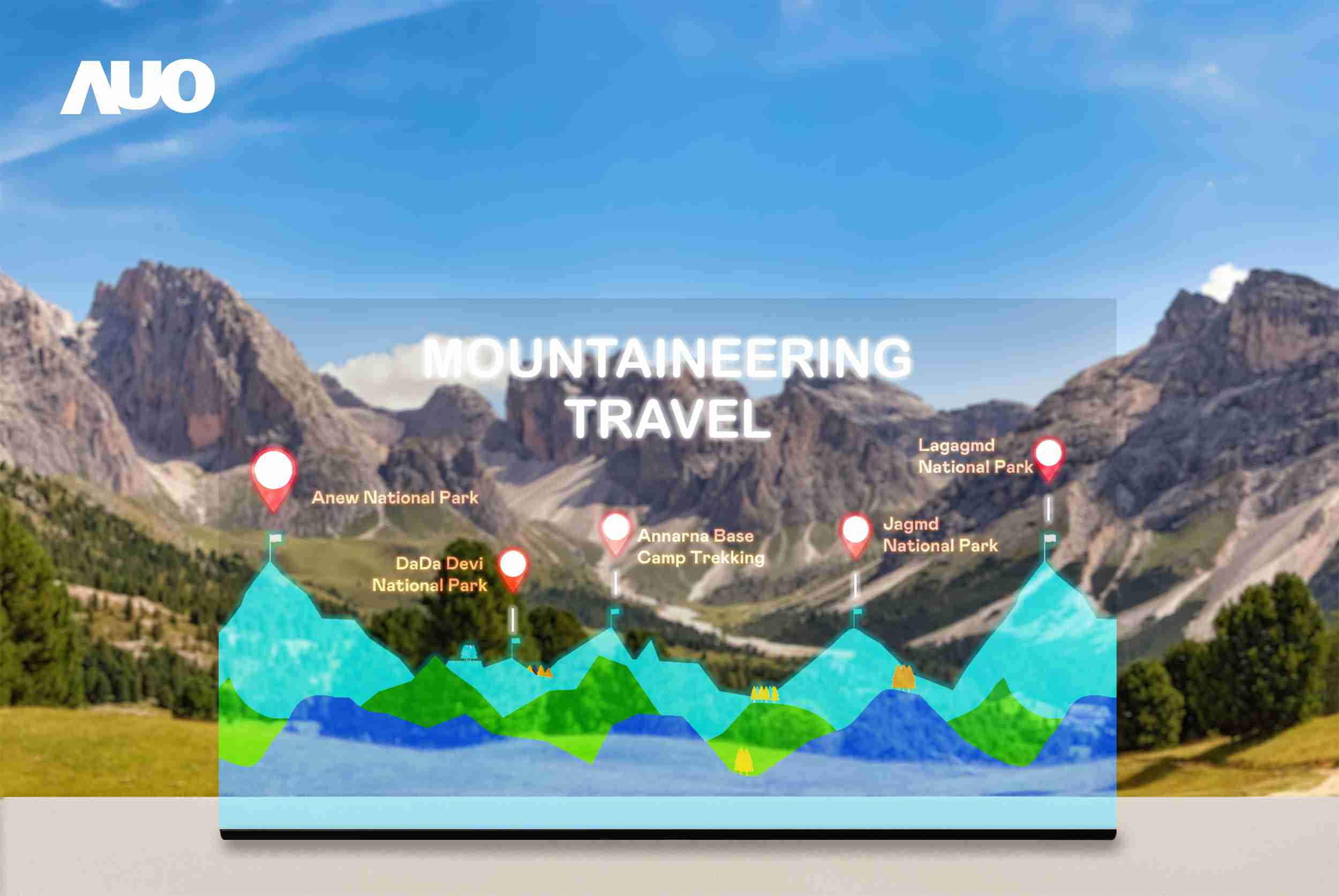 巨星国际展示全球单片尺寸最大(*)42吋透明Micro LED显示器拼接而成的〝64吋透明Micro LED显示器〞，，具备高透明度、、1,000 nits高亮度、、广色域、、、采用三边无边框的无缝拼接等多重特色，，，呈现超高清、、细腻画质而不遮挡后方视觉，，，，满足层峰需求，，，，可广泛运用于零售、、艺术展览或商业空间等场域